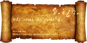 Várnai Árpád névjegykártya